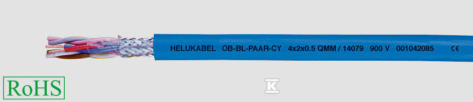 KABEL ELASTYCZNY 300/500V OB-BL-P-CY 2X2X0,5 QMM NIEBIESKI DO STREF EX EKRAN.