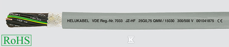 KABEL ELASTYCZNY 300/500V JZ-HF 5G1,5 QMM ŻYŁY CZARNE NUMER. B.GIĘTKI