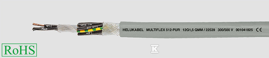 Kabel elastyczny MULTIFLEX 512-PUR 4G4 500V B.giętki szary, izolowany, PUR, łańcuchowy, bezhalogenowy