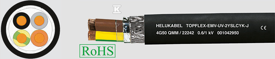 Kabel elastyczny TF-EMV-UV-2YSLCYK-J 4G2,5 2YSLCYK-J 0,6/1kV UV podwójnie ekranowany, do przetwornic, czarny
