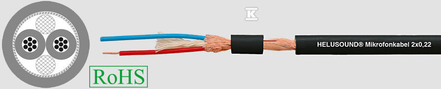 PRZEWÓD MIKROFONOWY HELUSOUND 2X0,22 QMM CZARNY, OPONA PVC