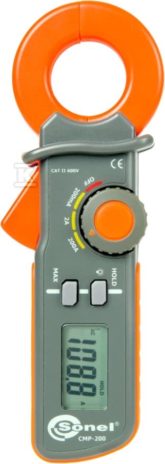 CMP-200 Cyfrowy miernik cęgowy cat.II,600V IP40, 3 podzakresy pomiarowe 200mA,2A,200A z Certyfikatem Kalibracji