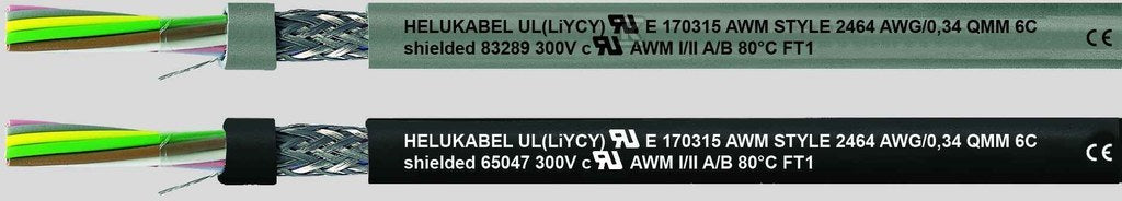 PRZEWÓD UL STYLE 2464, 300V UL(LIYCY) 4XAWG20SZARY, IZOL. PVC, EKRAN.