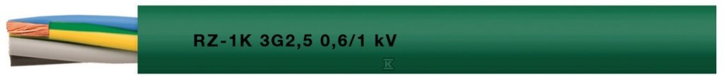 PRZEWÓD BEZHALOGENOWY ZIELONY RZ1-K 5G2,5 QMM 0,6/1kV Cca