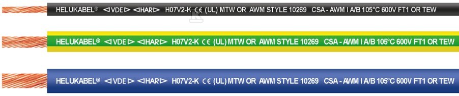 PRZEWÓD JEDNOŻYŁOWY 450/750V H07V2-K 16/AWG6 5-N ŻÓ.ZIEH07V2-K HAR-UL-CSA-AWM-MTW