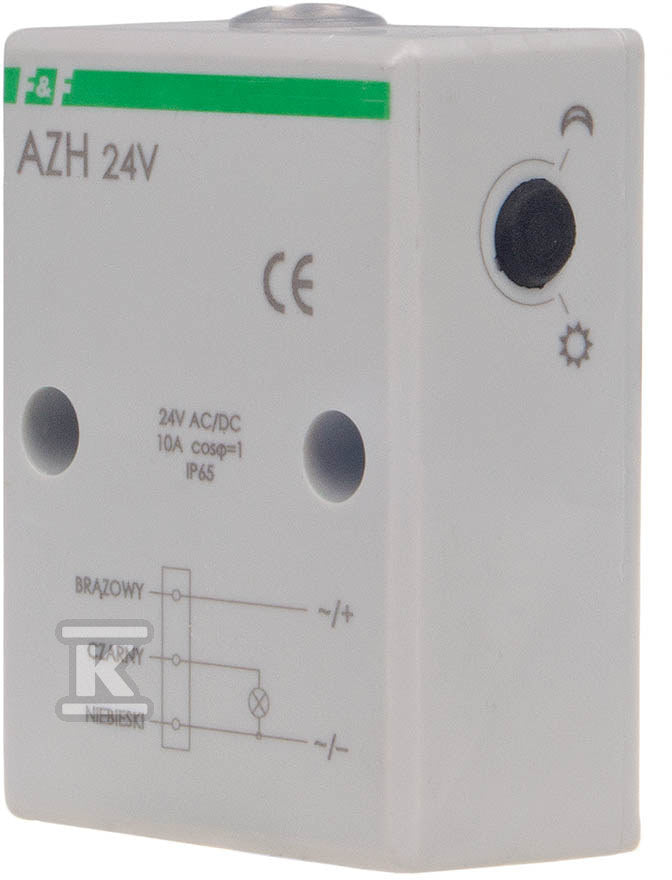 Automat zmierzchowy AZH-24V Un=24V AC/DC, I=10A, obudowa hermetyczna, przewód przyłączeniowy 0,8m