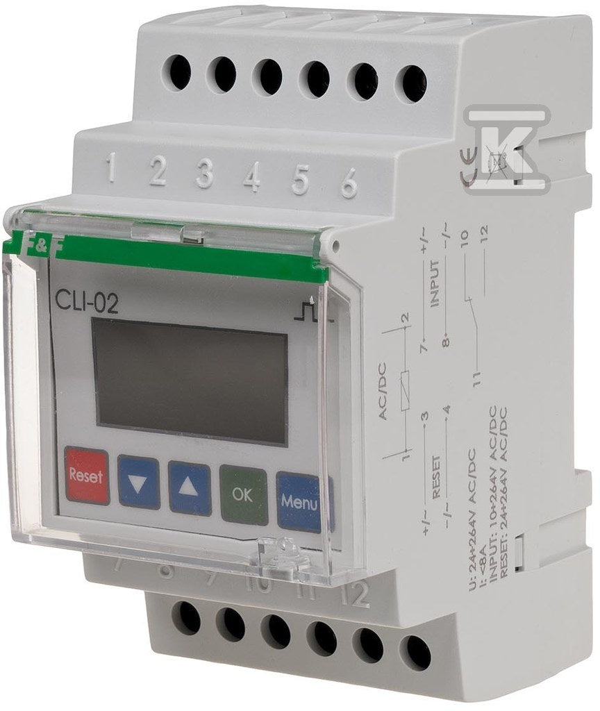Licznik impulsów CLI-02 Licznik impulsów zasilanie 24-264V AC/DC 3 moduły