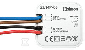 Zasilacz LED dopuszkowy 14V, DC, 15W, SIMON54