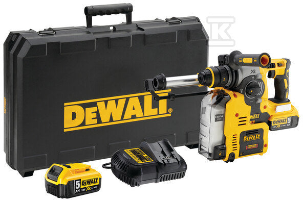 DeWalt 18V XR Młotowiertarka z odsysaniem SDS-Plus 24mm 2 X 5Ah
