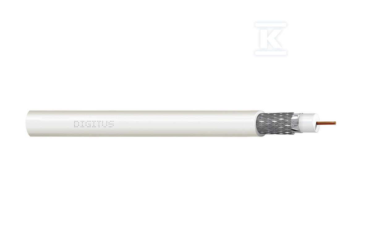 Kabel koncentryczny DIGITUS RG-6, 75 Ohm, ekran (2 x folia +oplot 77%), Eca, PVC, 500m, biały, szpula