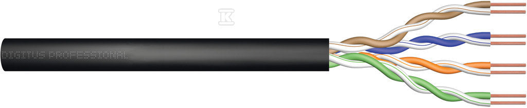 Kabel instalacyjny zewnętrzny żelowany DIGITUS kat .5e, U/UTP, AWG24/1, PE, 100m, czarny