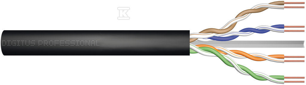 Kabel instalacyjny zewnętrzny żelowany DIGITUS kat .6, U/UTP, AWG 23/1, PE, 305m, czarny, szpula
