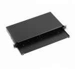 Panel krosowy FO bez płyty czołowej 19'' 1U, wysuw any, dławnica PG13.5 i PG16, opaski/uchwyty, szary