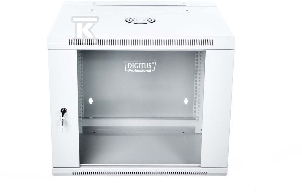 Szafa sieciowa wisząca 19" 9U rack 600x550, drzwi szyba, szary, dzielona, złożona, 60kg