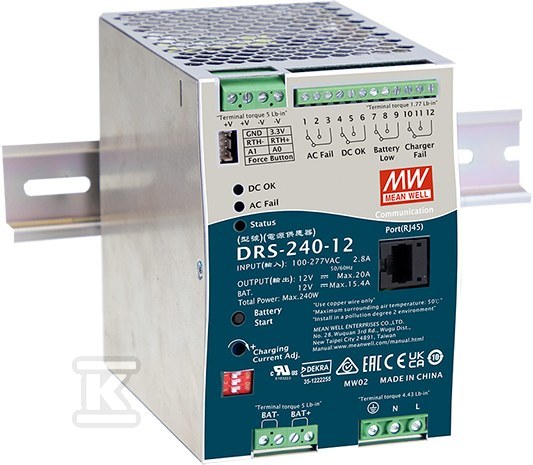 Zasilacz buforowy 240W 12V 20A DRS-240-12