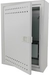 Szafka mieszkaniowa, teletechniczna, FTTH 500x350x90, natynkowa, drzwi perforowane, 1xgn. elektryczne, 14xgn. Keystone ALANTEC