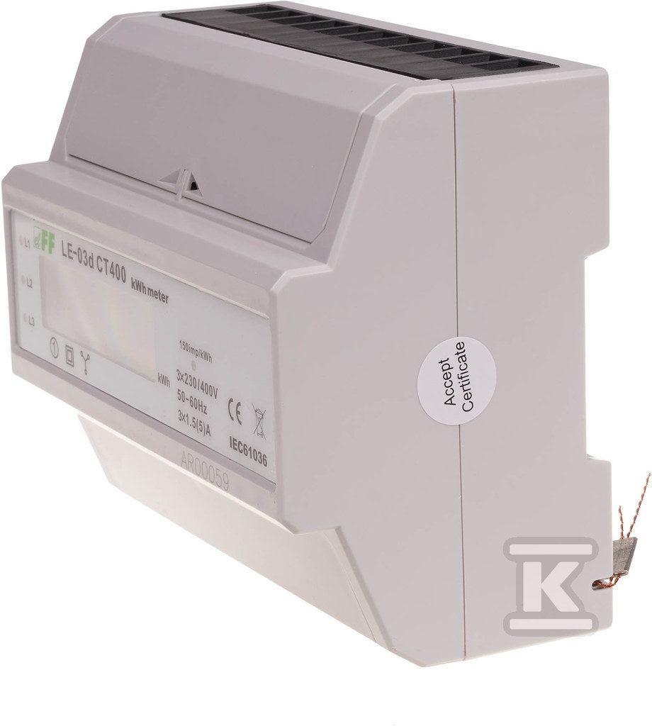 Licznik energii elektrycznej LE-03d CT-400 - trójfaz., wyświetlacz LCD, kl.1, wej. pom. 3x5A [przekładnik 400/5]