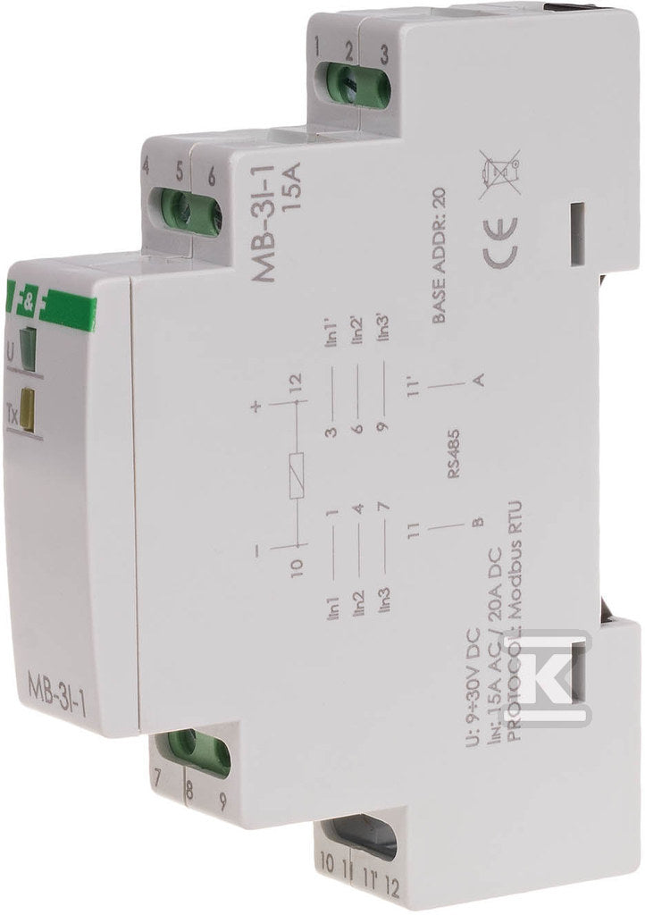 Przetwornik pomiaru natężenia prądu, trójfazowy, z wyjściem modbus rtu MAX-MB-3I-1-5A