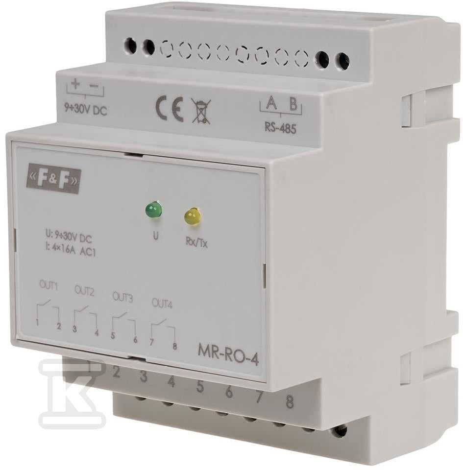 Moduł rozszerzeń wyjść przekaźnikowych, z wyjściem modbus rtu, 4-kanałowy, styk 4x1z 16a, 4 moduły MAX-MR-RO-4