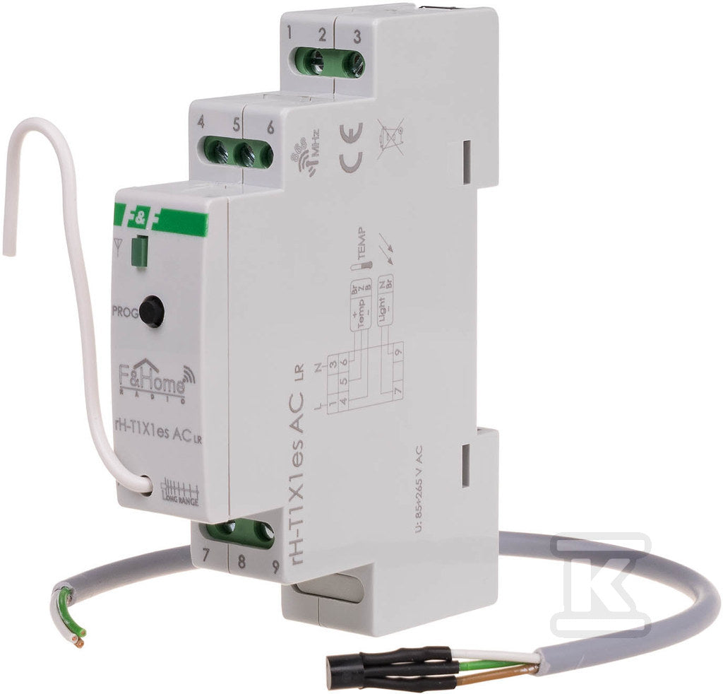 Moduł radiowy czujnika jasności/temperatury, montaż na szynie din rH-T1X1es-AC-LR