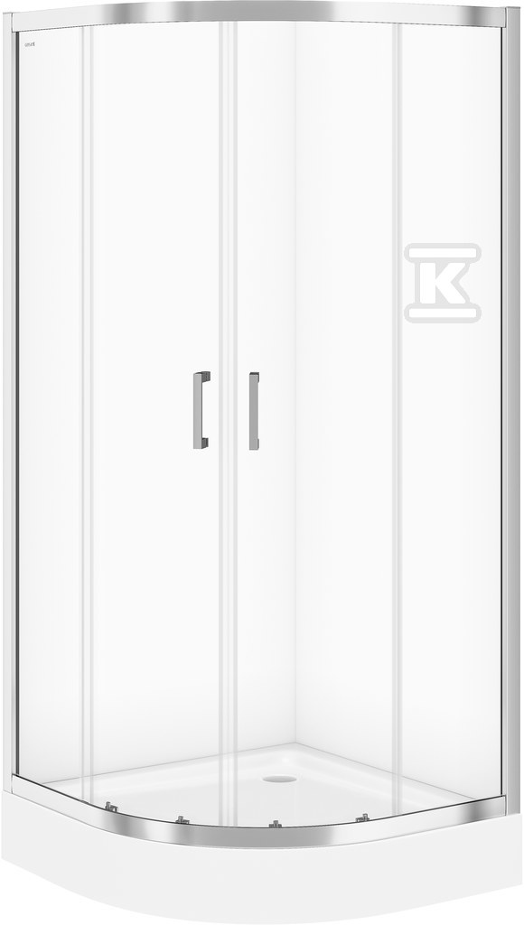Zestaw B162: kabina basic półokrągła 90 x 185 szkło transparentne + brodzik Tako 90 x 16