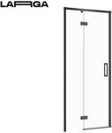 Drzwi na zawiasach kabiny prysznicowej Larga czarna 120 x 195 lewe szkło transparentne