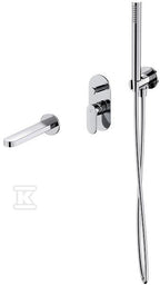 Zestaw B725 bateria wannowo natryskowa podtynkowa+zestaw natryskowy z przyłączem+wylewka crea chrom wir