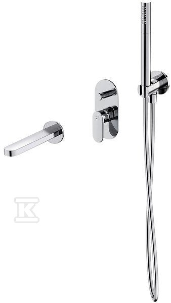 Zestaw B725 bateria wannowo natryskowa podtynkowa+zestaw natryskowy z przyłączem+wylewka crea chrom wir