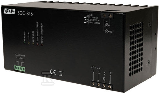 Ściemniacz do odbiorników dużej mocy 3500w, zasilanie 230v ac 8÷230v ac/dc SCO-816