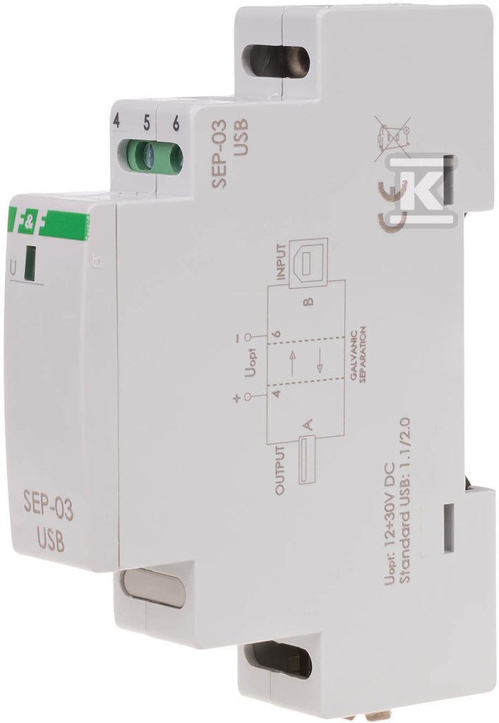 Separator / wzmacniacz linii usb, 1 moduł zasilanie 5v dc montaż na szynie din SEP-03USB