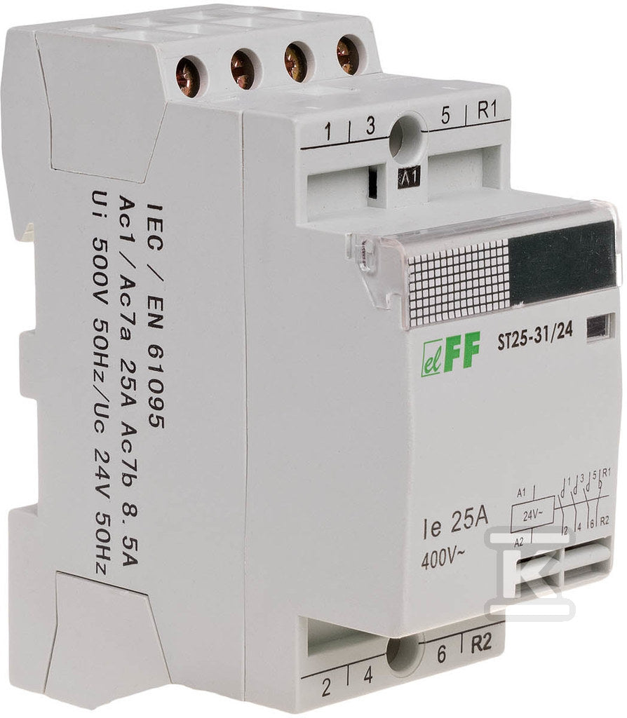 Stycznik modułowy ST25-31/24 stycznik modułowy styki 3NO+1NC I=25A nap. Cewki U=24V AC 2 moduły