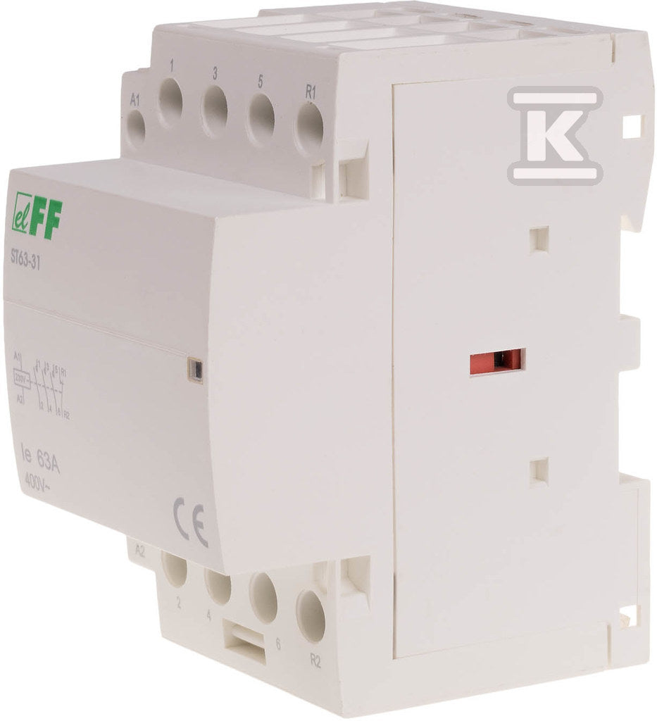 Stycznik modułowy ST63-31 stycznik modułowy styki 3NO+1NC I=63A nap. Cewki U=230V AC 3 moduły