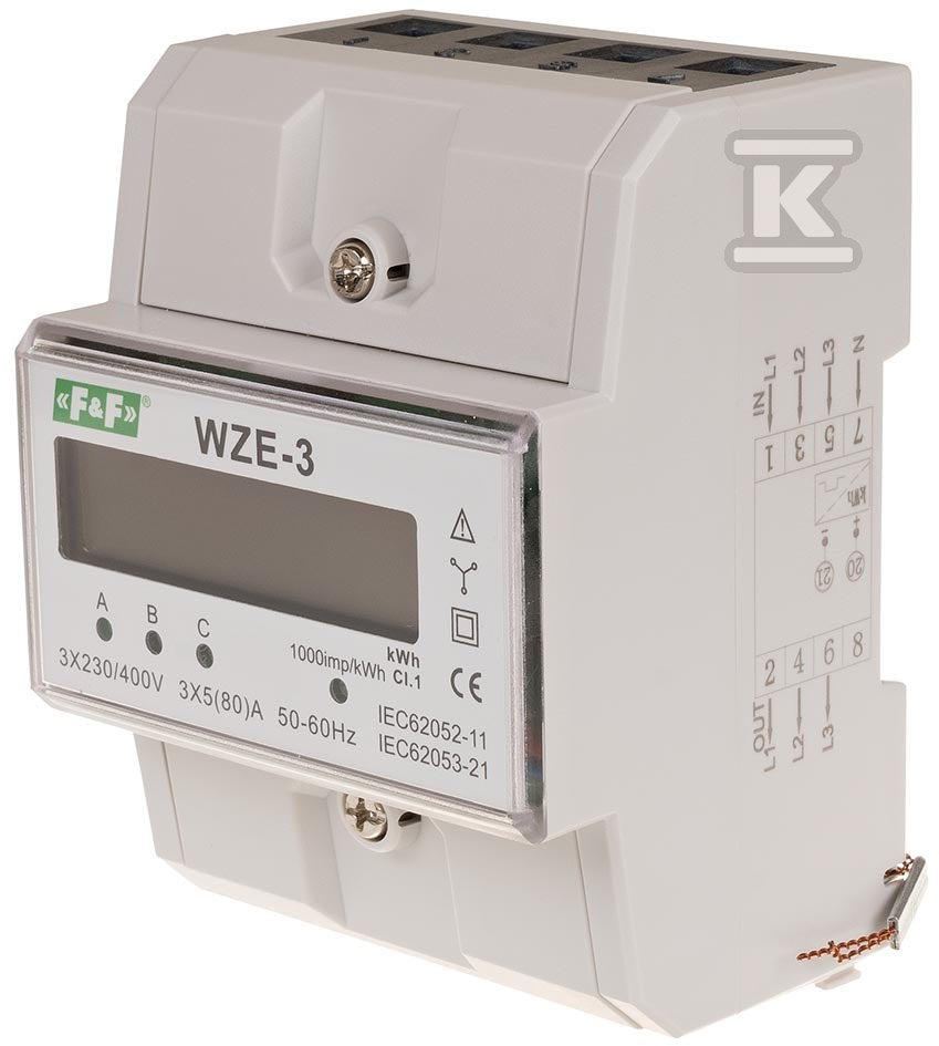 Trójfazowy licznik zużycia energii 80a, mid WZE-3