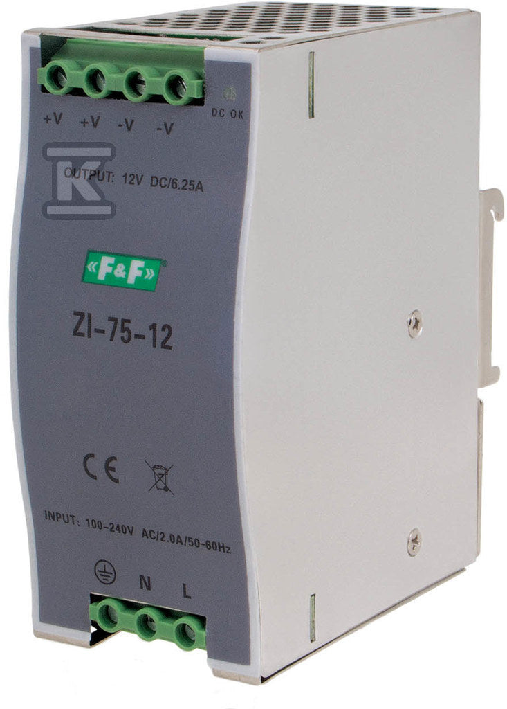 Zasialacz impulsowy przemysłowy nap. wej. 90÷264v ac/120÷370v dc, p=75w nap. wyj. 12v dc ZI-75-12V