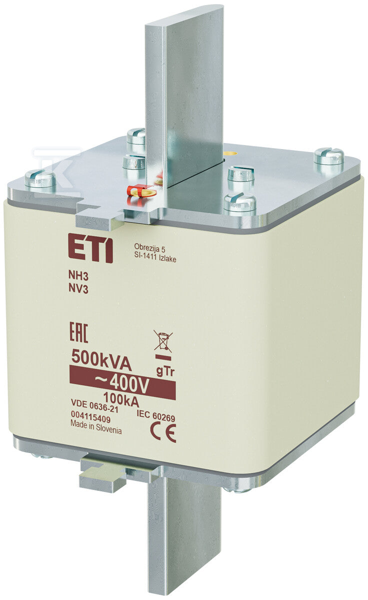 Wkładka topikowa przemysłowa - transformatorowa NH3 GTR 722A/400V 500KVA