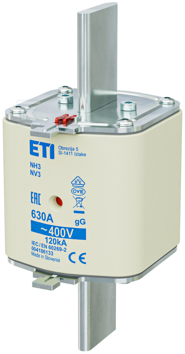 Wkładka topikowa przemysłowa zwłoczna KOMBI-400V NH3 GG 630A/400V