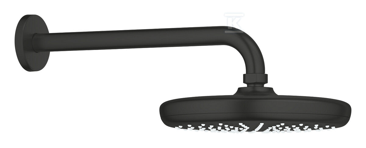 Tempesta 210 Deszczownica z ramieniem 286 mm, 1 strumień (Rain), matte black, oszczędność wody Water Saving, ogranicznik przepływu 9,5 l/min