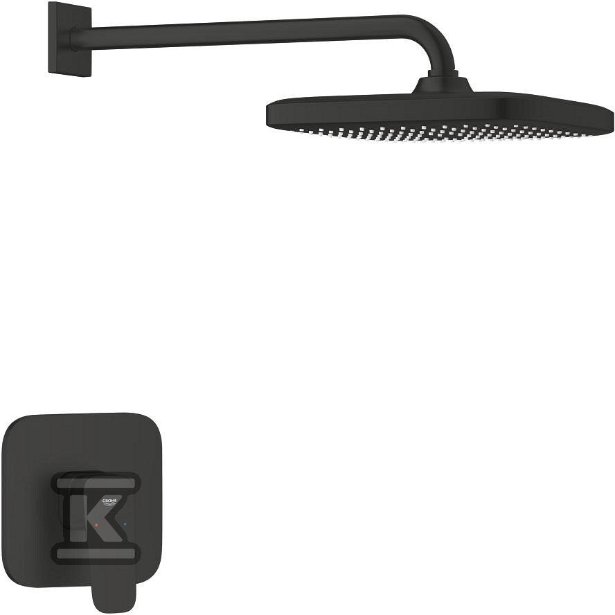 Zestaw prysznicowy CUBEO podtynkowy z deszczownicą Tempesta 250 matte black ogranicznik przepływu 9 5 l/min.ramie prysznica 380 mm