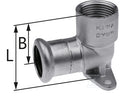 Kolano ścienne z uszami GW 1.4301 Inox - 22 Rp3/4" - L = 52 mm