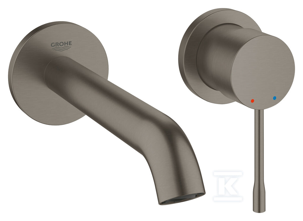 Bateria umywalkowa Grohe Essence 2-otworowa jednouchwytowa rozmiar M, brushed hard graphite, ogranicznik przepływu 5,7 l/min., regulowany perlator, wylewka 183 mm