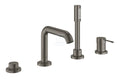 Bateria wannowa Grohe Essence 4-otworowa, jednouchwytowa, brushed hard graphite, montaż na brzegu wanny, głowica Ceramiczna 35 mm, metalowa dźwignia, ogranicznik temperatury