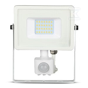 Naświetlacz LED V-TAC 20W SAMSUNG CHIP czujnik ruchu funkcja cut-OFF biały VT-20-S-B 6400K 1600lm 5 lat gwarancji