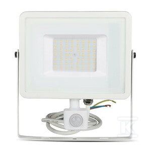Naświetlacz LED V-TAC 50W SAMSUNG CHIP czujnik ruchu funkcja cut-OFF biały VT-50-S-W 3000K 4000lm 5 lat gwarancji