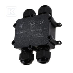 Puszka złączka mufa hermetyczna 4x4Pin czarna 0.5-4mm2 średnica przewodu 8-12mm IP68 V-TAC VT-871