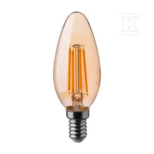 Żarówka LED V-TAC 4W filament E14 świeczka bursztyn VT-1955 2200K 350lm