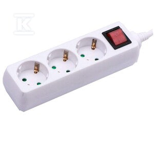Przedłużacz 3 gniazda z włącznikiem V-TAC (3G 1.5MM2 X 1.5M) biały VT-1113