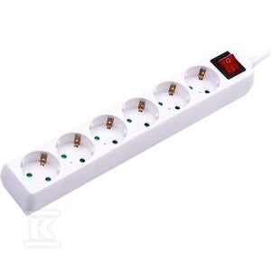 Przedłużacz 6 gniazd z włącznikiem V-TAC (3G 1.5MM2 X 5M) biały VT-1116
