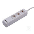 Przedłużacz 3 gniazda V-TAC 2 porty USB (3G 1.5MM2 X 5M) biały VT-1124
