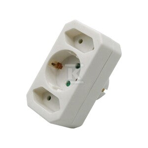 Rozgałęźnik 2 wtyczki płaskie 2.5A i 1 gniazdo 16A white V-TAC VT-1053