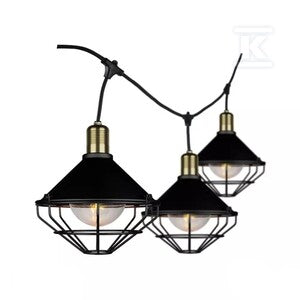 Girlanda ogrodowa 6xE27 3metry czarny MAT siatka loft IP65 V-TAC VT-717S 5 lat gwarancji